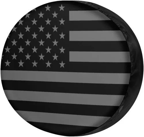 Miniatura 20 de Cubierta de Neumático de Repuesto con Bandera Negra de América con Agujero para Cámara de Respaldo Cubierta de Neumático de Rueda Compatible
