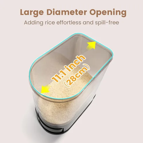 Miniatura 7 de SYNCVIBE Dispensador grande de arroz de 22 a 25 libras, dispensador de cereales, contenedor de almacenamiento de alimentos con taza medidora, Negro