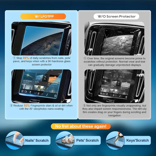 Miniatura 3 de Protector de pantalla de coche para accesorios Volvo 2016-2025 XC90/XC60/XC40/S90/S60/V90/V60 de 8.7 pulgadas + pantalla táctil AC con control