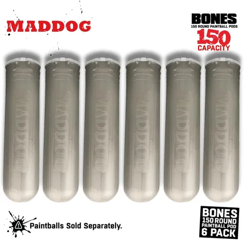 Miniatura 3 de Maddog 150 cápsulas redondas de paintball de huesos Tubos duraderos de recarga rápida para torneos y recreativos Speedball Woodsball Paquete
