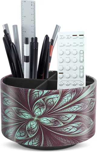 Miniatura 39 de lizimandu Organizador Redondo de Cuero para Suministros de Arte, Soporte para Control Remoto, Rotación de 360 Grados, Soporte Multifuncional