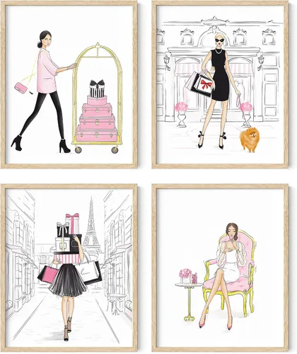 Miniatura 13 de HAUS AND HUES Decoración de pared de maquillaje para habitación de glamour, juego de 4 cuadros de moda para pared, arte de pared con lápiz labial
