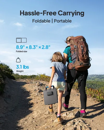 Miniatura 4 de BLUETTI Panel solar de 60 W, 60 vatios para generador solar manos libres, 1 manos libres, 2 AC2A, cargador solar plegable para senderismo, camping