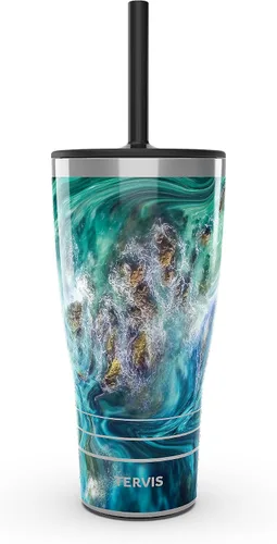Miniatura 15 de Tervis Teal Splash - Vaso aislado de doble pared hecho en Estados Unidos mantiene las bebidas frías y calientes, 16 onzas, clásico