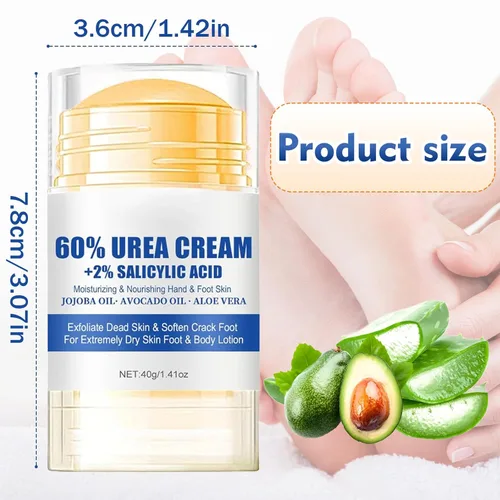 Miniatura 3 de Crema hidratante y antigrietas para pies, 60% urea, hidratante y alivia las grietas y la sequedad, crema para pies para manos y talones, reparación