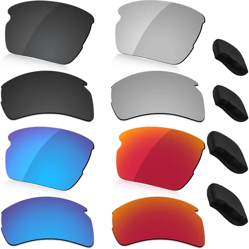 LenzReborn Lentes polarizadas y lentes de repuesto para gafas de sol Oakley Flak 2.0 XL OO9188 - Negro oscuro+gris plateado+rojo fuego+azul hielo