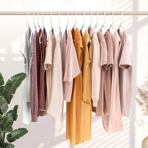 Miniatura 6 de Perchas de plástico para ropa, paquete de 20 unidades, ganchos de plástico blanco, son el colgador perfecto para colgar abrigos y ahorrar espacio