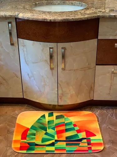 Miniatura 2 de 3dRose Alfombra de baño para baño, color amarillo, Texas, rojo, texto azul. Diseño patriótico de ciudad natal Alexis Design - American Cities Texas