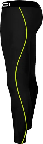Miniatura 5 de Conjunto deportivo para hombre, camiseta de compresión y pantalones ajustados para la piel, manga larga, secado rápido, para gimnasio, yoga, Negro