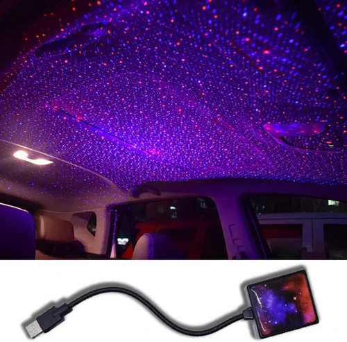 Miniatura 12 de SOCAL-LED LIGHTING Luz de noche USB para coche, proyector de estrellas azul y morado, luces LED decorativas románticas para techo y techo