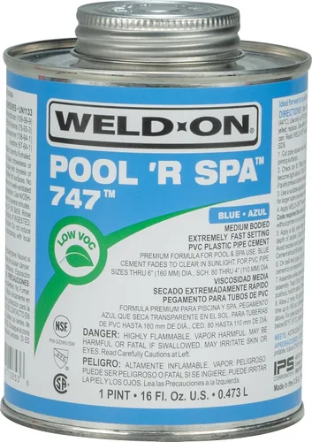 Miniatura 5 de Weld-On 10853 747 Pool 'R Spa - Cemento solvente de PVC de cuerpo medio de alta resistencia, ajuste extremadamente rápido y bajo contenido