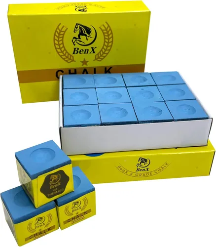 Paquete de 24 tizas para taco de billar (2 x 12 cajas), cubos de tiza de billar azul, fórmula de alto agarre, grado de torneo profesional,