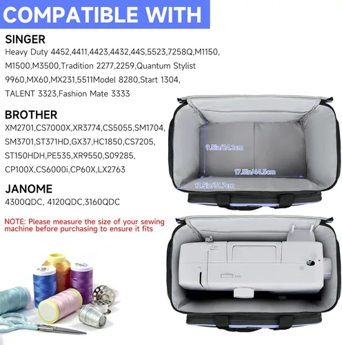Miniatura 2 de LEFOR·Z Estuche rodante para máquina de coser con ruedas, bolsa de transporte para máquina de coser, bolsa de mano con carrito para la mayoría