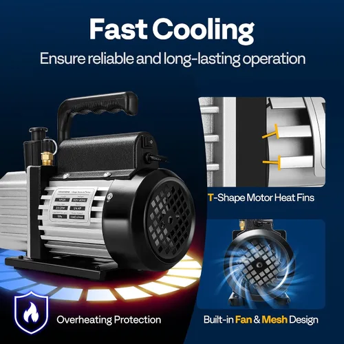 Miniatura 6 de VIVOHOME Bomba de vacío HVAC de una sola etapa de 3.5 CFM 1/4 HP 110V para sistemas R134a R12 R22 R502 R410a Sistemas HVAC Refrigerante Freón