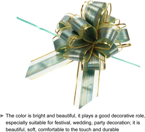 Miniatura 4 de MECCANIXITY 10 lazos grandes de 7 pulgadas para envolver regalos, cinta de organza verde para cestas de boda, regalos de fiesta de Navidad