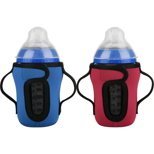 Miniatura 10 de Beautyflier Glass Baby Bottle Sleeve Covers for 9oz Nature Baby Bottles with Dual Handle, 3.8mm Thicken Heat and Cold Retention Baby Bottle Sleeve