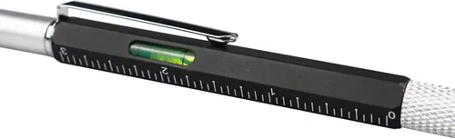 Miniatura 5 de DUNBONG Bolígrafo de metal multiherramienta 6 en 1, con destornillador, tinta negra, lápiz capacitivo, nivel y regla, 1 unidad (negro)