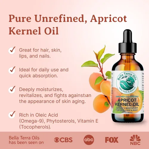 Miniatura 3 de Bella Terra Oils - Aceite de semilla de albaricoque orgánico 8 onzas - Abraza la riqueza de los granos de albaricoque orgánico amargo, enriquecido