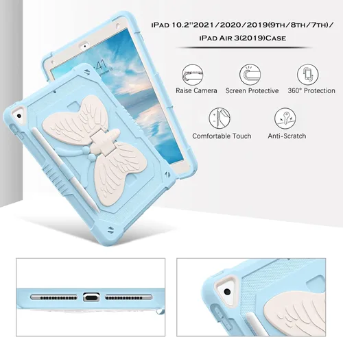 Miniatura 4 de YINLAI Funda para iPad de 9ª, 8ª y 7ª generación de 10.2 pulgadas, iPad Air de 3ª generación con soporte para lápiz y soporte para lápices