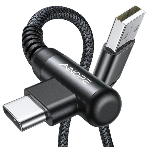 Miniatura 30 de AINOPE Cable USB a USB C [2 unidades, 6.6 pies] 3.1A tipo C cargador de carga rápida, cable USB C en ángulo recto para iPhone 17 Carplay, Galaxy Gris