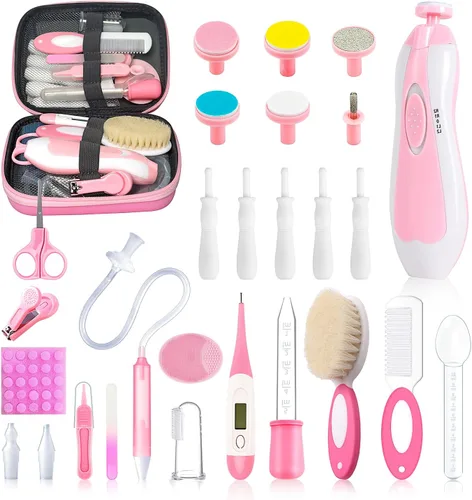 Miniatura 8 de Kit de cuidado de la salud y aseo del bebé, kit portátil 21 en 1 para bebés esenciales con cepillo de alivio de gas, peine aspirador nasal