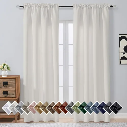 Miniatura 87 de OVZME Cortinas opacas turquesa para tratamiento de ventanas pequeñas, cortinas cortas con bloqueo de luz para ventana de cocina sobre el fregadero