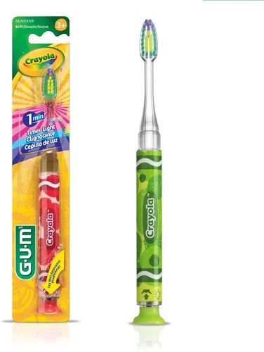 Miniatura 9 de GUM - 202RK Crayola Timer - Cepillo de dientes ligero (cepillo de dientes individual), cerdas suaves, el embalaje puede variar (paquete de 2)