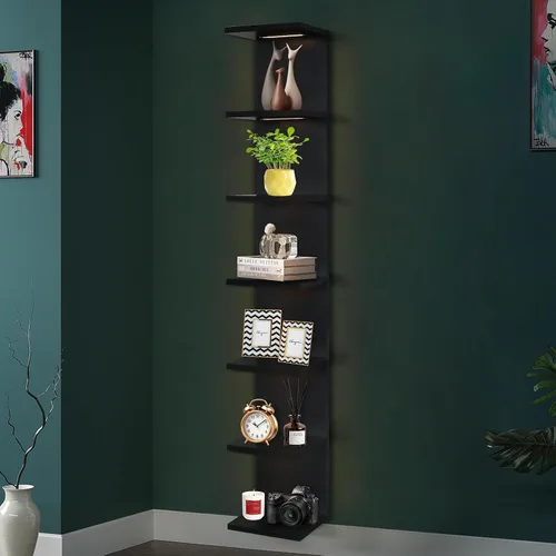 Miniatura 14 de VIWODS Estante de pared de 4 niveles con luces LED, estante flotante para decoración del hogar, estante vertical montado en la pared