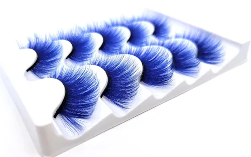 Miniatura 4 de MISSLADY Pestañas postizas de visón sintético 3D, tiras de pestañas azules (FM-305, 0.55-0.78 pulgadas, 5 pares)