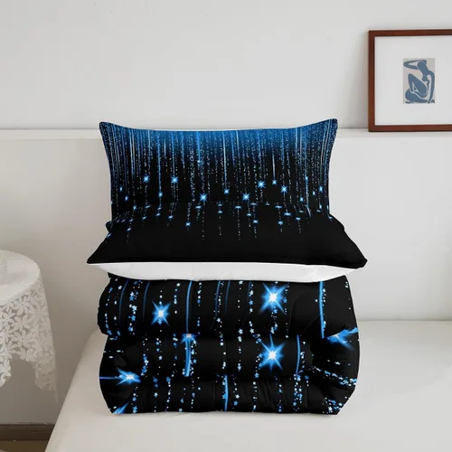 Miniatura 3 de Feelyou - Juego de edredón abstracto ombre, color azul y negro, juego de cama para adolescentes, para niños, mujeres y jóvenes, juego de edredón