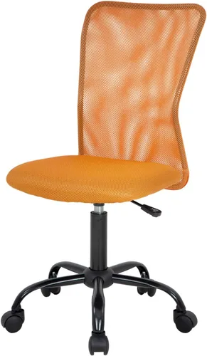 Miniatura 17 de FDW Silla de oficina en casa, silla de escritorio de malla con respaldo medio, sin brazos, ergonómica, giratoria, soporte de espalda, ajustable