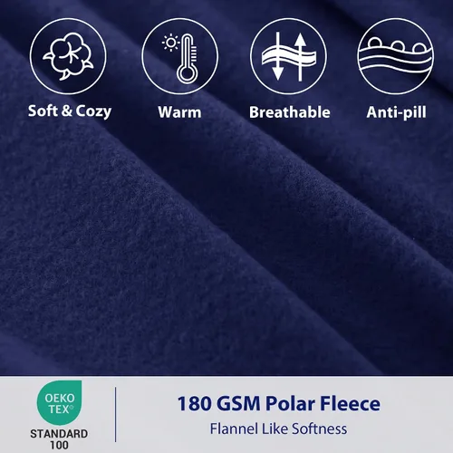 Miniatura 3 de Juego de sábanas de forro polar Softan tamaño completo, sábanas tipo franela suaves, sábanas de microforro polar de terciopelo para invierno, azul