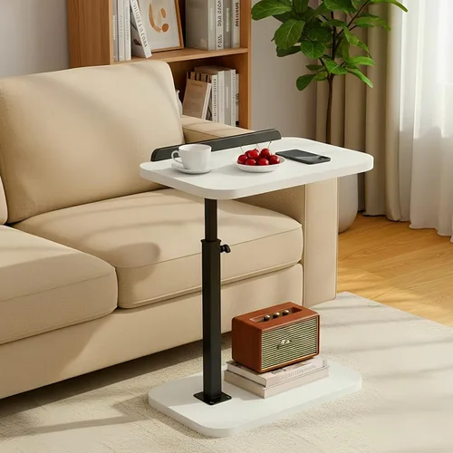 Mesa auxiliar de mesa C de altura ajustable, mesa para portátil para sofá, cama, rincón de lectura, extremo en forma de C para sofá, bandeja de TV