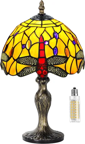 Miniatura 16 de Lámpara de mesa de vidrio teñido, estilo de cuentas de cristal de vidrio teñido, luz de mesa hecha a mano, luz nocturna de escritorio, mesita