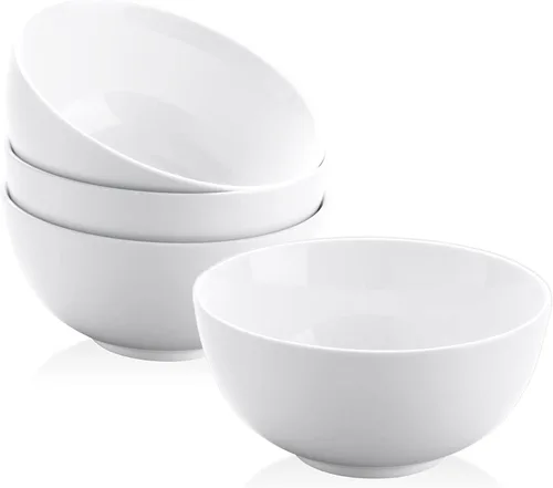 Miniatura 8 de Juego de 6 cuencos pequeños de cerámica blanca, cuencos de porcelana de 10 onzas para cocina, postre, arroz, guarnición, aperitivos, sopa, frutas