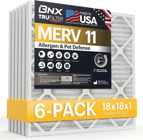 Miniatura 36 de BNX TruFilter - Filtro de aire MERV 11 de 18 x 20 x 1 pulgadas (paquete de 6) – Fabricado en Estados Unidos – Defensa contra Alérgenos Filtro