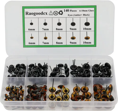 140pcs aguja fieltro ojos 0.236-0.394 in mini cristal ámbar con ojos negros kits para muñecos de peluche muñecas fieltro lana manualidades
