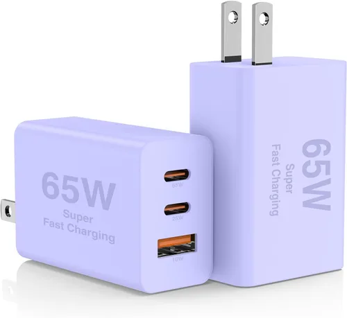 Miniatura 8 de Paquete de 2 bloques de cargador de pared USB C de 65 W, adaptador de carga USB C de 3 puertos de 100 W tipo C de carga súper rápida para MacBook