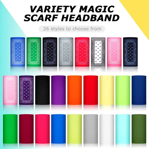 Miniatura 4 de JaGely 50 Pieces Neck Gaiter Sports Neck Head Wrap Headband Scarf Face Bandana Hair Wrap Neck Tube Balaclava for Women Men