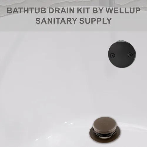 Miniatura 2 de WELLUP - Kit de conversión de drenaje de bañera con punta de bronce, kit de ajuste de drenaje de bañera con placa frontal de desbordamiento de dos