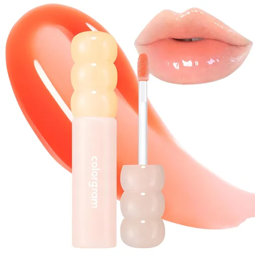 Miniatura 9 de COLORGRAM FRUITY GLASS GLOSS 01 GRAPE BLACK Brillo labial brillante no pegajoso con brillo similar al vidrio Lápiz labial hidratante de larga