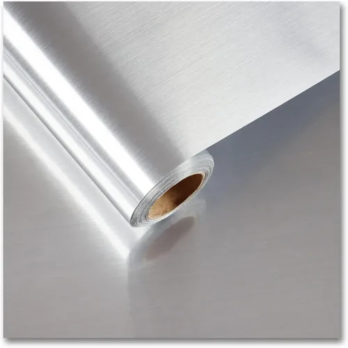 Cre8tive Papel de contacto de papel de aluminio plateado de 24 x 118 pulgadas de ancho, impermeable, a prueba de aceite, resistente al calor, para