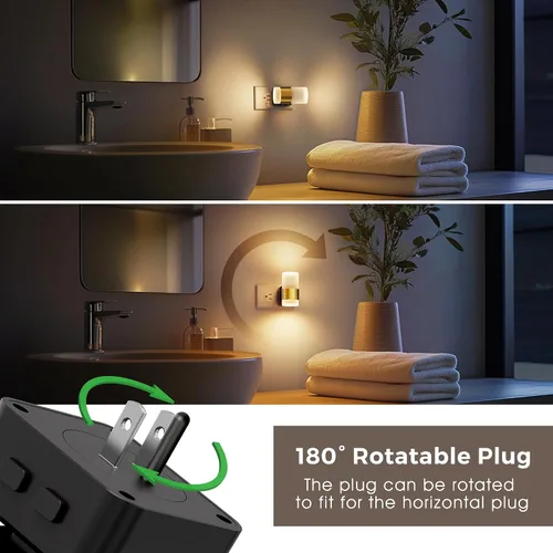 Miniatura 4 de L LOHAS LED Luz nocturna, luces nocturnas enchufables a la pared, sensor de atardecer a amanecer, blanco suave de 3000 K, brillo ajustable, luz