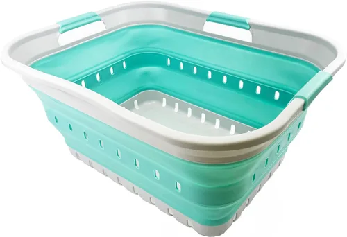 Miniatura 2 de SAMMART Cesta plegable de plástico para la ropa sucia de 42 litros (11 galones) - Contenedor/organizador plegable - Tina de lavado portátil - Cesta