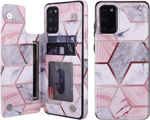 UEEBAI Funda para Samsung Galaxy S20, Funda de cuero PU Premium Funda de cuero geométrico con patrón de mármol trasero [dos cierre magnético]