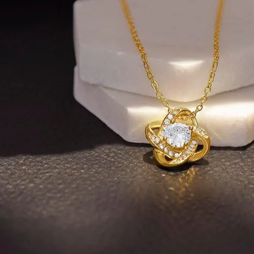 Miniatura 3 de Regalo para hija, collar con colgante de nudo de amor con caja de regalo y tarjeta de mensaje de calentamiento de corazón, fabricado en los Estados
