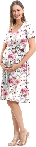 Miniatura 5 de SUNNYBUY Vestido de maternidad para mujer, vestido de maternidad casual, vestido de embarazo, longitud hasta la rodilla con cinturón