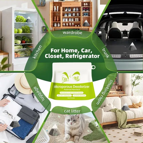 Miniatura 3 de Paquete de 10 absorbentes de olores de carbón activado, bolsas purificadoras de aire natural, desodorante para refrigerador, eliminador de olores