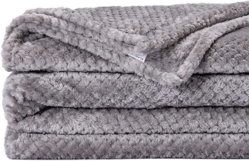 Miniatura 2 de Manta afelpada de vellón para adultos, niños pequeños, unisex, mantas suaves y cálidas para cama, sillón, sofá, viajes, exteriores y campamento Gris