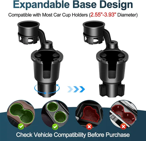 Miniatura 5 de JPart Expansor de portavasos para automóvil, expansor de portavasos con base de extensión ajustable y diseño de rotación de 360°, se adapta a tazas